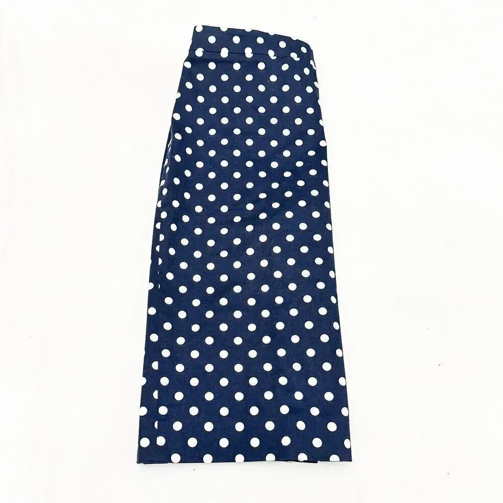 J. Crew Polka Dot Pencil Skirt Navy White Patterned Size 14